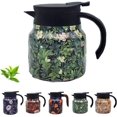 thumbnail image 1 of Vintage Floral Pattern Tea Kettle, Vintage Floral Tea Built-In Steeper, Stainless Steel Thermal Kettle with Lid for Hot Drinking, Mini Hot Coffee Pot, Wooden Handle(Green), 1 of 1