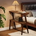 thumbnail image 4 of Tribesigns Rustic Brown Farmhouse End Table, 2-Tier Narrow Wood Side Table with Storage Shelves and Solid Wood Legs, Slim Sofa Table or Bedside Nightstand, 4 of 5