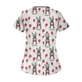 thumbnail image 4 of Print Scrub Tops，Scrubs for Women Trendy Easter Printing Plus Size Scrubs Tops Casual V Neck Short Sleeve Uniform with Pocket，White，L, 4 of 4