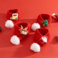 thumbnail image 6 of Harikaji 2PCS Christmas Dog Santa Hat with Scarf, Adjustable Santa Hat for Dog and Xmas Pet Knit Red Scarf with White Pompom Ball, Dog Winter Neck Warmer Scarf, Christmas Party Dressup, 6 of 7