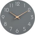 thumbnail image 1 of Reloj de pared silencioso, sin tictac, de 10 pulgadas, funciona con pilas, estilo moderno, reloj de madera decorativo para cocina, hogar, dormitorios, oficina, 1 of 5