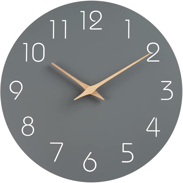 Reloj de pared silencioso, sin tictac, de 10 pulgadas, funciona con pilas, estilo moderno, reloj de madera decorativo para cocina, hogar, dormitorios, oficina
