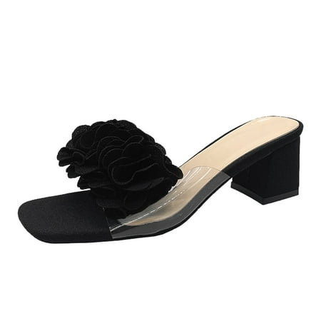 

NECHOLOGY Women Flat Sandals for Summer Sandals For Women Ladies Chunky Heel High Heel Fish Earth Spirit Womens Sandals Sandal Black 8.5