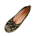 thumbnail image 2 of Family Gifts Women's Ballet Shoes Comfortable Slip on Round Toe Flat Casual Shoes Women's Fashionable Casual Style Bow Flower Print Moccasins Work Flat Shoes Gold 41, 2 of 9