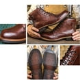 thumbnail image 3 of Men's Motorcycle Boots - Vintage Biker Boots Brown Leather, Lace-Up Ankle Boots Retro Style, Leather Work Shoes, Rugged Casual & Combat Boots for Men, 3 of 9