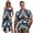 Blue Crane Clouds, variant on Ink Wash Camo Couple Matching Outfit Short Sleeve Shirt for Men Fashion Hawaiian Tops for Summer and Women's Tank Dress Irregular Hem Beach Party Sundress