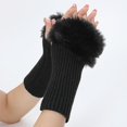 thumbnail image 3 of 2 pares de guantes peludos sin dedos con orificio para el pulgar, calentadores de brazos de punto, mitones para mujeres, para escribir, enviar mensajes de texto y conducir., 3 of 9