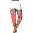 thumbnail image 5 of WXLWZYWL Women's Lounge Capris Plus Size Summer Casual Fit Elastic Waisted Cropped Trousers Print Lightweight Comfy Joggers Pants knee Length Hiking Pants with Pockets, 5 of 5