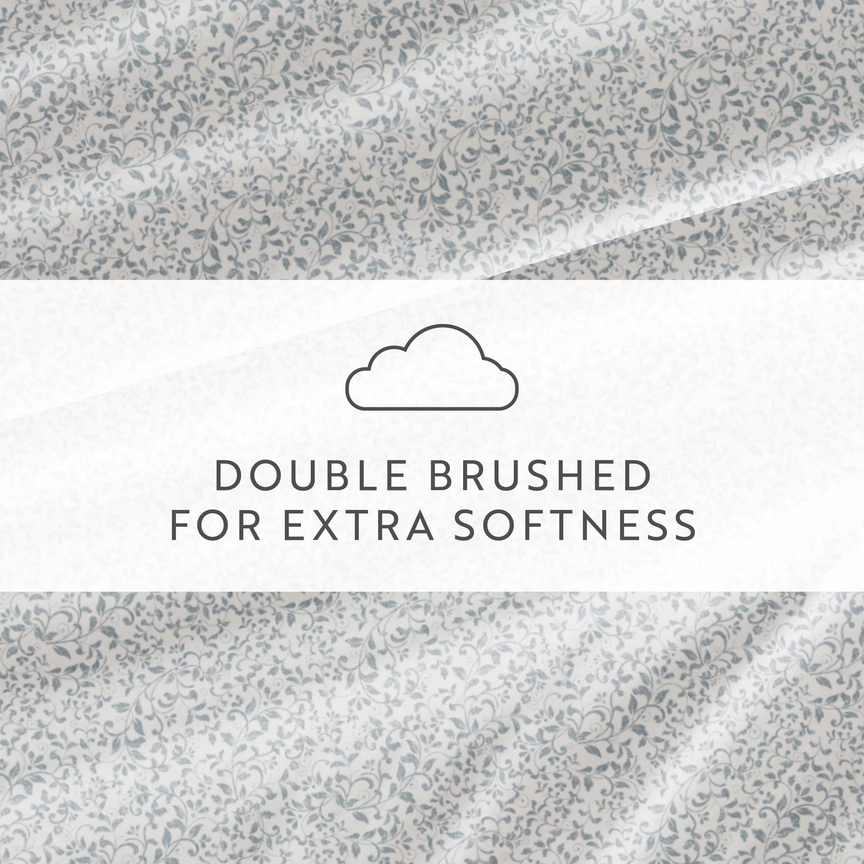 Noble Linens 4 Piece Pattern Microfiber Bed Sheets Set, Distressed Vine Dusty Blue, King