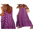 thumbnail image 4 of Femmes Boho Floral Robe Sans Manches Spaghetti Sangle en Vrac Plage Longue Robe, 4 of 5