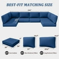 thumbnail image 2 of Pakunoda 14 Pieces Outdoor Replacement Cushions, 5” High-Density Foam Sectional Cushions Couch, 6 Seat Patio Conversation Sets for Rattan Wicker, Liner&Cover, Blue, 2 of 7