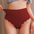 thumbnail image 5 of GEWSEY Seamless High Waisted Underwear for Women Cheeky Underwear Wave Edge No Show Bikini Panties Ribbed Panties (Brown, L), 5 of 5
