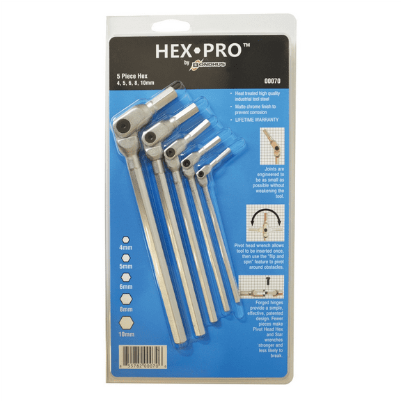 Bondhus Corp. 5PC HEX PRO PIVOT HEAD METRIC HEX WRENCH SET