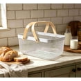 thumbnail image 2 of MODANU Metal Mesh Storage Basket with Handle, Garden Harvest Basket, Mesh Fruit Vegetables Gathering Basket Bin, Multi-Functional Metal Wire Basket for Kitchen Garden Picnic Cabinet, White, 2 of 9
