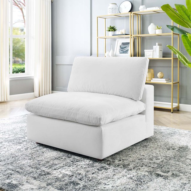 Modway Commix Down Filled Overstuffed Performance Velvet Armless Chair, White