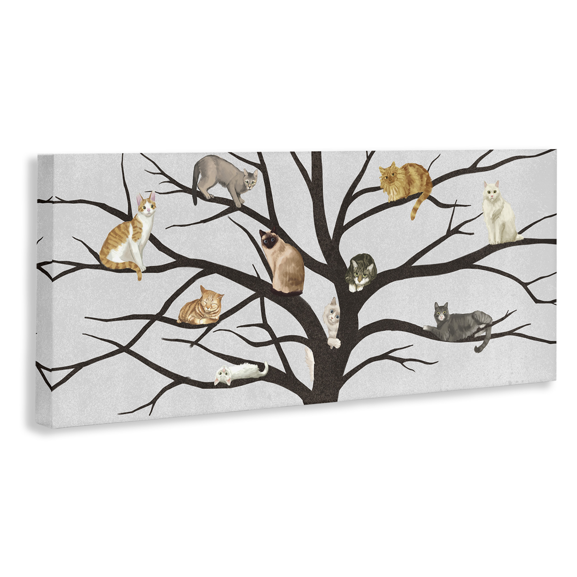 Stupell Industries Cats In The Tree Animal Pet Black Gray Painting Canvas Wall Art by Ziwei Li