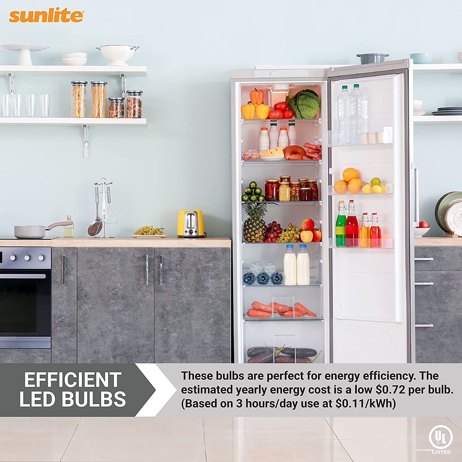 Sunlite LED A15 Appliance Clear Light Bulb, 6 Watts (40W Equivalent), Medium E26 Base, Dimmable, Clear, ETL Listed, 3000K Warm White, 6-Pack