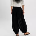 thumbnail image 4 of Women's Baggy Harem Pants, Lightweight Balloon Pants with Drawstring Waist and Elastic Cuffs, Casual Loose Beach Trousers for Summer Vacation, Resort Wear, and Boho Style Outfits-Black, 4 of 7