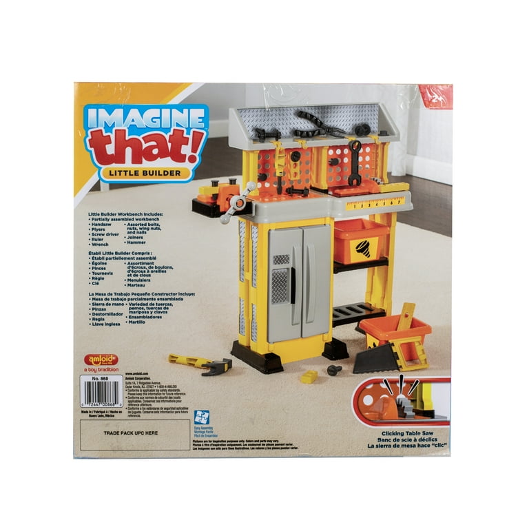 Amloid Kids Construction Tool Table - Little Builder Work Bench  
