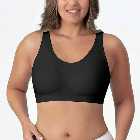 BXJX Sports Bras for Women Plus Size Shockproof Body Shaping Wireless Seamless Comfortable Breathable Vest Style Bra Black Size L