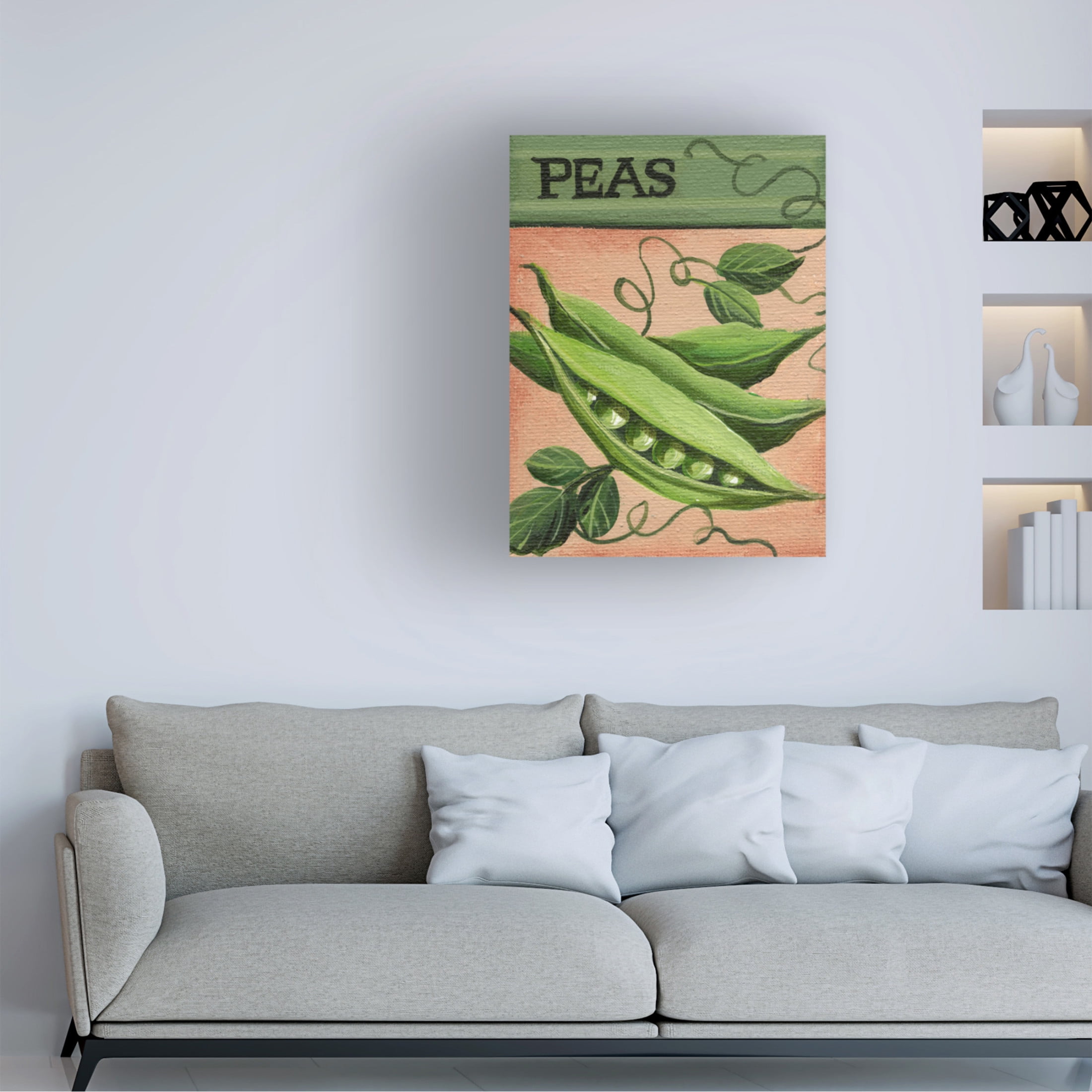 Canvas Wall Art - Debbi Wetzel 'Seed Packets 20 - Peas' Wall Art for Living Room, Bedroom, or Office Décor by Trademark Fine Art - 35 x 47 Inches