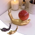 thumbnail image 1 of Support d'Ornement en Résine Boule de Cristal, Support Décoratif, Résine Robuste, Finition, Présentoir Stable, Noir, Or, 13x8x5.5cm, 1 of 6