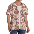thumbnail image 2 of Rateoe Rose Flowers Pattern Men's Short Sleeve Classic Shirt, Casual Short-Sleeved Shirt, Lightweight Summer Shirt, Cuban Collar Shirt,Button-Front Shirt-X-Large, 2 of 5