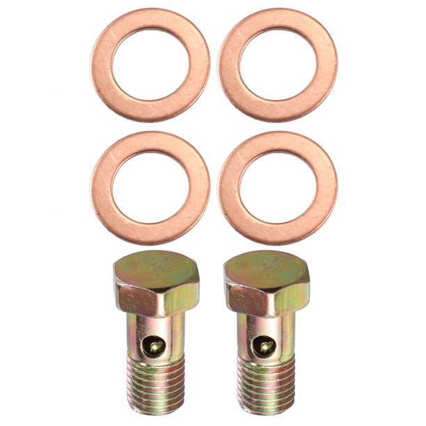 Unique Bargains 2 Set Banjo Bolt Brake Fitting Adapter Kit M10x1.25 Metric Thread Brake Line