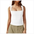 thumbnail image 1 of MIASHUI Women Tank Tops Square Neck Sleeveless Double Layer Top,White,M, 1 of 6