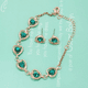 thumbnail image 2 of 4pcs Collar, Pendientes, Anillo Y Pulsera Corazón De Cristal Verde Dorado, 2 of 5