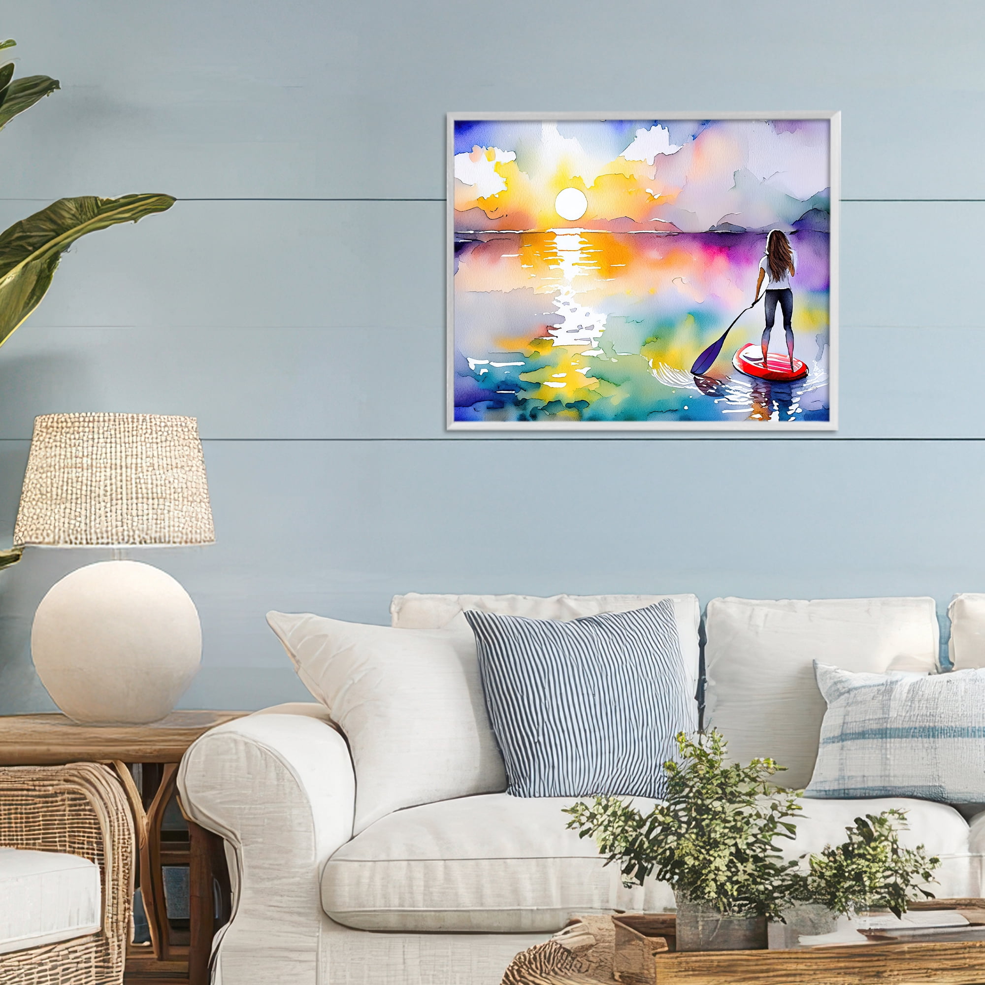 Stupell Industries Sunset Paddle Drift White Framed Giclee Art, design by Shelly Craig