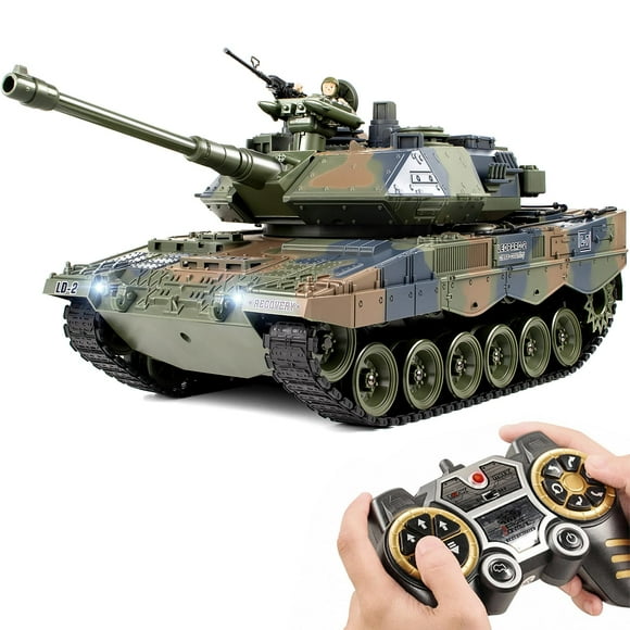 DBshoot 1:18 Remote Control Tank, 2.4GHz German Leopard II RC Tanks, 60 Minutes Playing Times, Army Tank Toys with BBS & Water Bombs & Sound & Somke for Adults and Ages 6+
