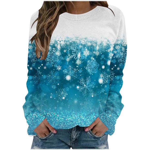 Birdeem Mode Femmes T-Shirt à Manches Longues Col Rond Imprimé Chandail en Molleton Blouse Tops