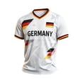 thumbnail image 3 of 2026 Soccer Cup Waffle Knit Jersey for Men, V-Neck Short Sleeve Pullover with Geometric Flag Graphic Print for Fan Gathering & Summer Streetwear White L, 3 of 4