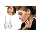 thumbnail image 2 of Classic Teardrop Shaped White MOP Inlaid Sterling Silver Dangle Earrings, 2 of 7
