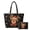 Black Christmas Reindeer, variant on Blue Snowman Print 2Pcs Quilted Tote Bag Set with Matching Cosmetic Pouch, Lightweight Large Capacity Winter Shoulder Handbag for Christmas Shopping Work Travel Holiday