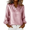 thumbnail image 3 of TaTaai Women's V Neck Long Sleeve Solid Color Hot Stamping Tops Trim Party Blouses Casual Fashion Soft Comfortable Shirts for Women Daily Wear Gift, 3 of 9