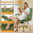 thumbnail image 5 of Ergonomic Desk Chair with Wheels and Arms Set of 2, Swivel Faux Leather Office Chair with Gold Base, Adjustable Height Modern Computer Chair for Office, Home, Bedroom, Vanity, Green, 5 of 9