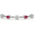 thumbnail image 3 of Gem Stone King 925 Sterling Silver White Lab Grown Diamond and Pink Tourmaline Bracelet for Women | 3.80 Cttw | Gemstone April Birthstone | Oval 7X5MM | Fully Adjustable 9 inch, 3 of 6