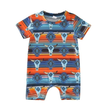 

Baby Boys Bodysuit Cowhead Printed Short Sleeve Pullover Kids Children Cartoon Fashion Outwear Streetwear Spring Summer Rompers Jumpsuits