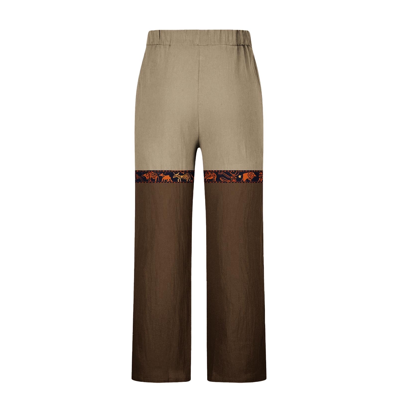 【SATIIIZ】Dehik Cotton Wide Bandind Pants Zynviq Mens Plus Size Pants Drawstring Sleepwear Wide Leg