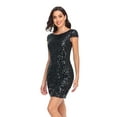 thumbnail image 4 of PrettyGuide Women's Sequin Bodycon Dress Cap Sleeve Boat Neck Glitter Club Party Cocktail Dress, 4 of 6
