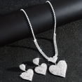 thumbnail image 3 of JUSIP Fashion New Exquisite Flashing Rhinestone Double Heart Necklace Earrings Set Bridal Party Banquet Jewelry, 3 of 6