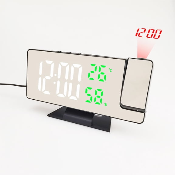 StSilkitty 3D Projection Alarm Clock Larger LED Mirror Clock Display Temperature Auto Brightness Room Bedside Table Alarm Clock