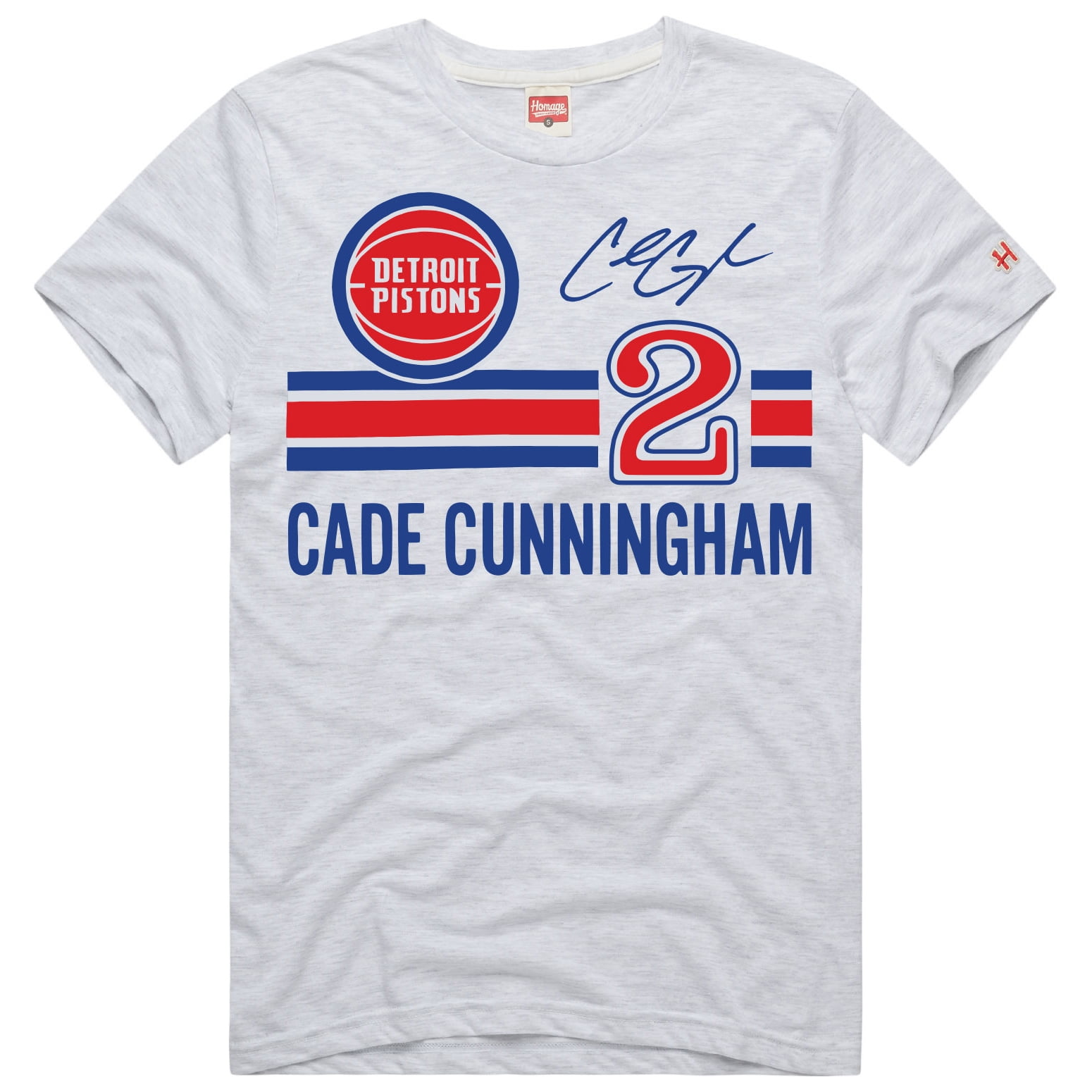 Unisex Homage Cade Cunningham Ash Detroit Pistons Jersey Remix Tri-Blend T-Shirt