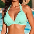 thumbnail image 2 of HNMKIU 2026 Triangle Padded Bandeau Women's Swimwear for Summer Beach Comfort Bikini Tops for Women Mint Green_002，XXL, 2 of 5