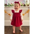 thumbnail image 3 of Loicainy Infant Baby Girls Christmas Outfit 3 6 12 18 Months Holly Berry Romper Overall Dress Headband Clothes Set, 3 of 8