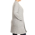 thumbnail image 3 of Pastel by Vivienne Women's Hacci Open Front Cardigan in Plus Size Heather Grey XX-Large, 3 of 4