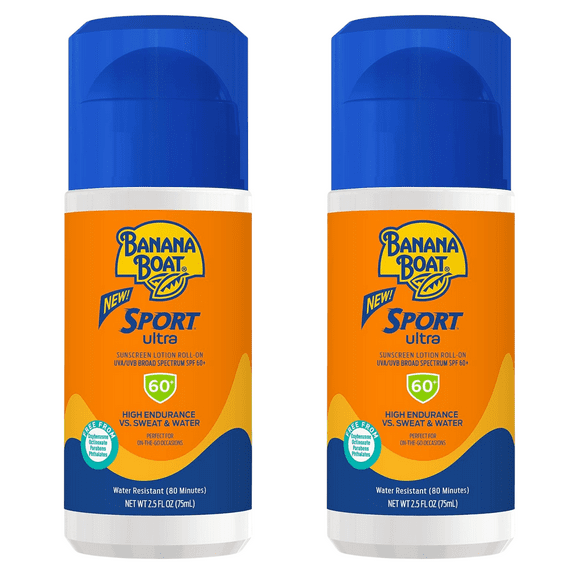 Banana Boat Sport Ultra SPF 60 Roll On Sunscreen 2.5 fl oz (2 Pack)