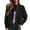 Black, variant on Women's Jean Jacket Cropped Long Puff Sleeve Button Down Denim Jackets (White)